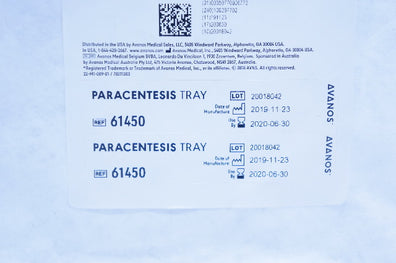 Halyard 61450 Paracentesis Tray Caldwell Ndle/Cannula 15ga x 3.25inch (x)